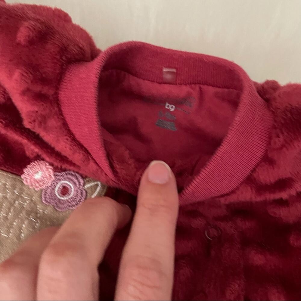 Baby Footie Pajamas Cozy Fleece Burgundy - Picture 3 of 4